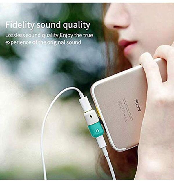 4 in 1 Mini Dual Adapter Splitter Headphone Audio & Charge Adapter Splitter for iPhone X, iPhone 8/8 Plus, iPhone 7/7 Plus (Random Color Will be Shipped) - Image 3
