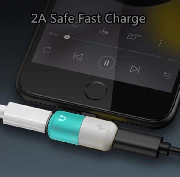 4 in 1 Mini Dual Adapter Splitter Headphone Audio & Charge Adapter Splitter for iPhone X, iPhone 8/8 Plus, iPhone 7/7 Plus (Random Color Will be Shipped) - Image 5