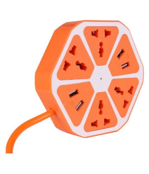 Extension Board 4 USB Ports 1.3 M Cable Adapter Multi Switched Socket Hexagon Charging Station EU Plug 4 Sockets + 4 USB Ports Multi Plug Use for Home/Office - Image 2